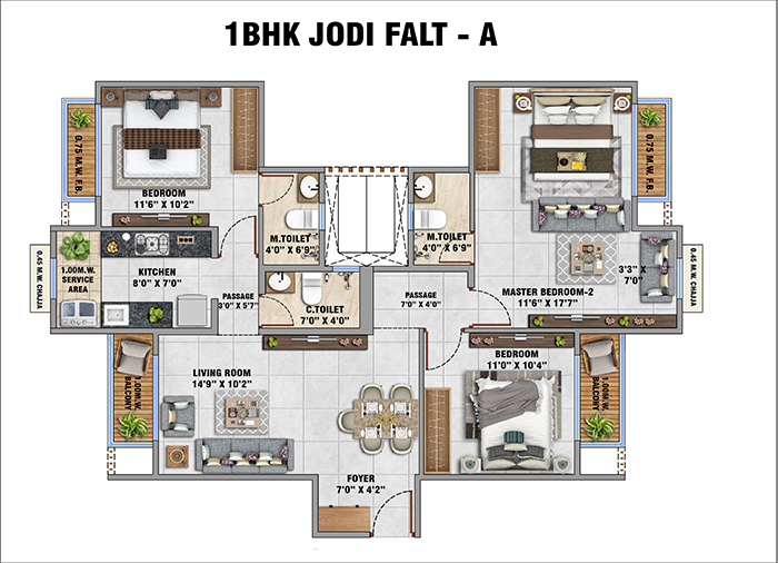 Haware Kalyan Floor Plan - 2 Bed Home